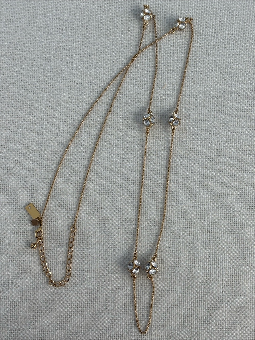 kate spade 18 Inch Gold Tone and Crystals  Adjustable Necklace